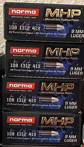 Norma Monolithic MHP Defense Ammo 9mm 4 boxes