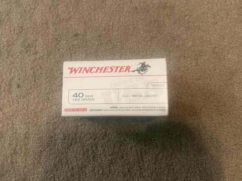 Winchester 40 S&amp;W 165gr FMJ 100 rds