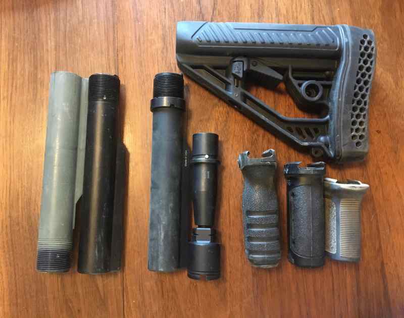 spare parts: tubes, barrel, stock, grips