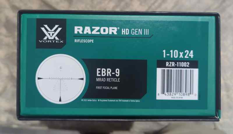 BNIB Vortex Razor 1-10 EBR9 MRAD.  