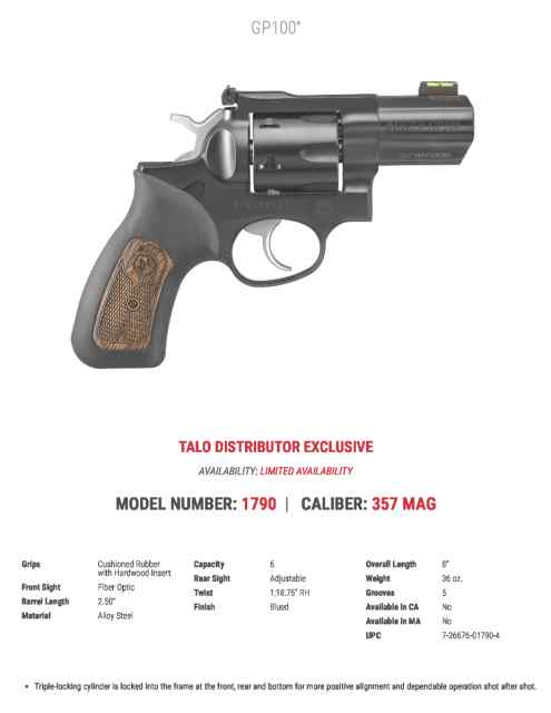 RUGER GP100 .357 - BEST PRICE LISTED HERE...