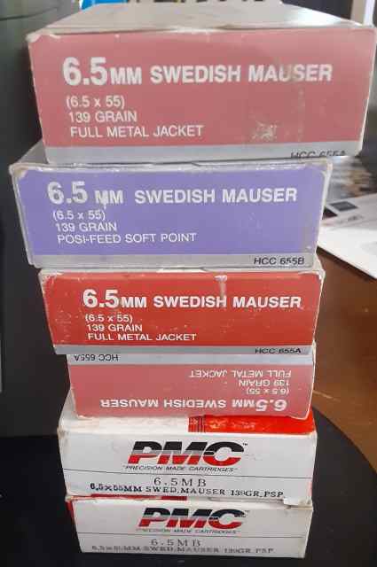 6.5x65 sweedish ammo FMJ &amp;SP $45 ea bx