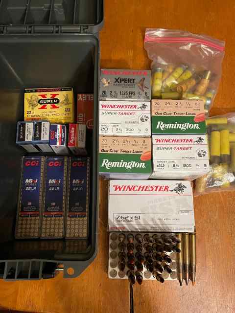Variety of .22lr ammo, surplus 30-06ap, 20gauge 