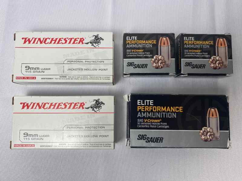 Lot of 9mm Self Defense Sig Sauer Winchester JHP 