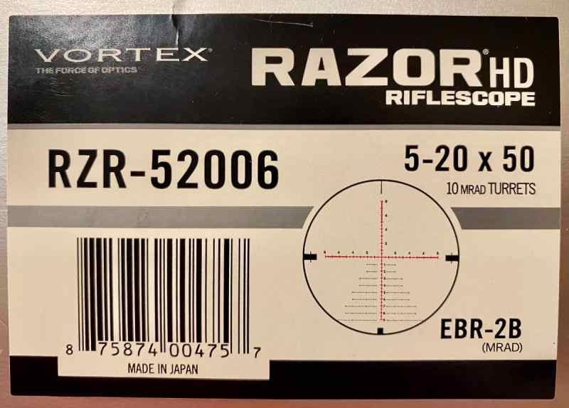 Vortex Razor HD 5-20x50 EBR-2B MRAD FFP Scope