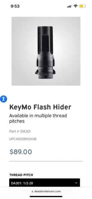 Dead Air KeyMo Flash Hider For 556 (1/2-28 Threads