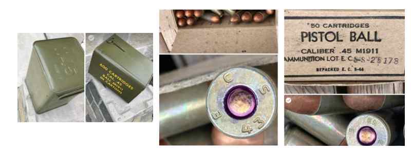 WW2 .45ACP Ammo in sealed tin .75¢ per rnd $450 