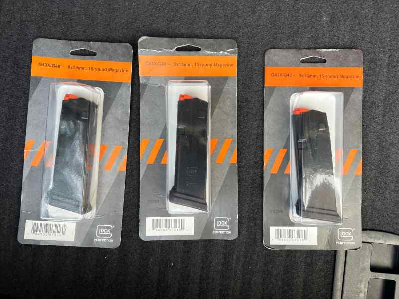 Wts: 3 new Glock 43x/48 15rd magazine oem; $100 