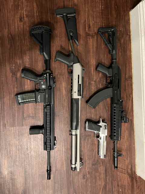 Desert Eagle, Benelli M4 H20, HK MR27, Arsenal AK