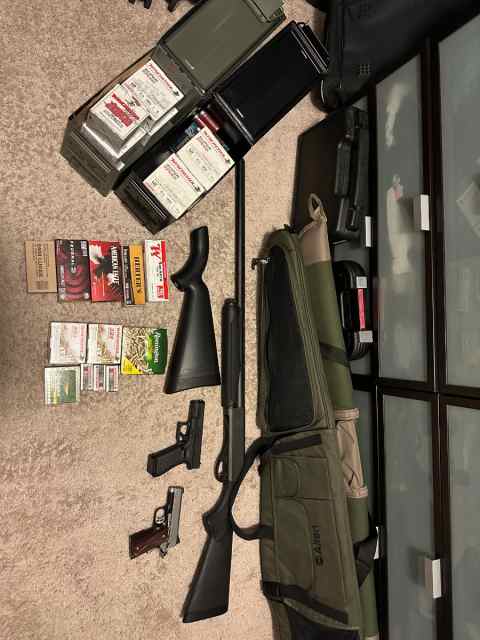 4 Guns and ammo (Kimber, Glock, Remington, Henry) 