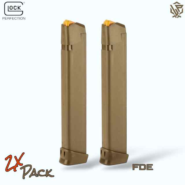 2XPK Factory OEM Glock 9mm 33RD Magazines - FDE