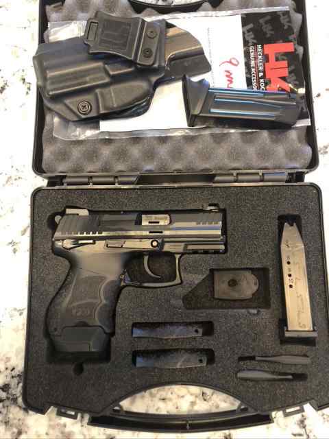 HK P30SK 9mm, 3 MAGS, NIGHT SIGHTS + HOLSTER