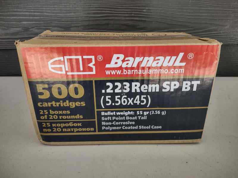 223 / 556 - 500rds Barnaul  SP Ammo Steel Case 