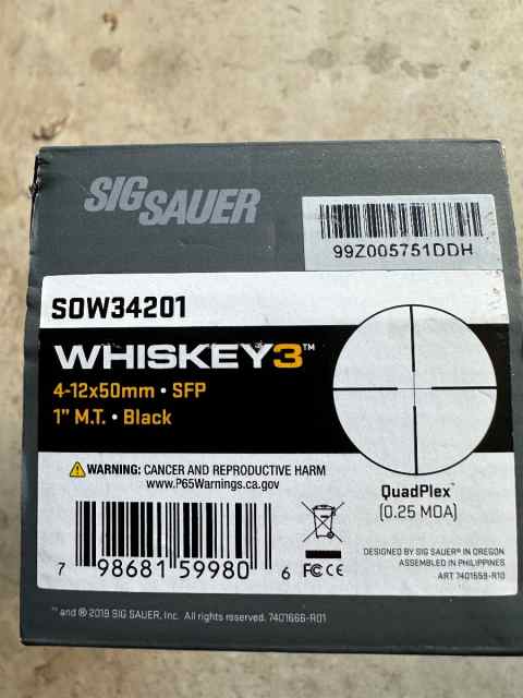 Sig Sauer Whiskey 3  Scope 4-12x50mm SFP New 