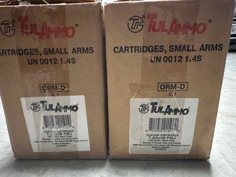 7.62x39 Tula FMJ 122gr | 2,000 rounds