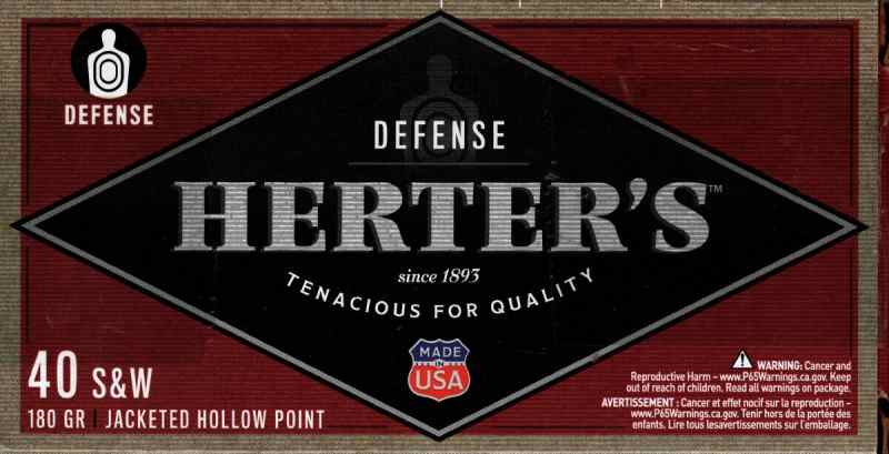 Herter&#039;s Defense 40 s&amp;w, 180gr, 50 ct JHP