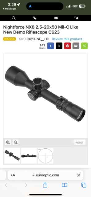 I want to buy a Nightforce NX8 2.5-20x50 Mil-C