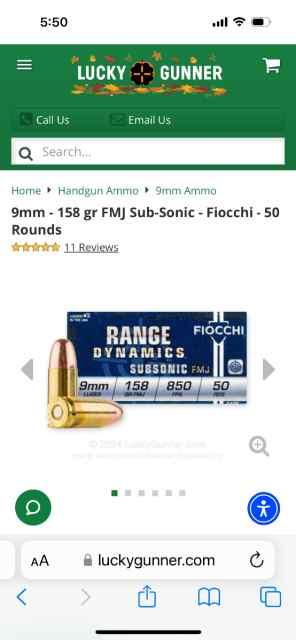 Fiocchi 9mm subsonic 158grn ammo. 500 rnds