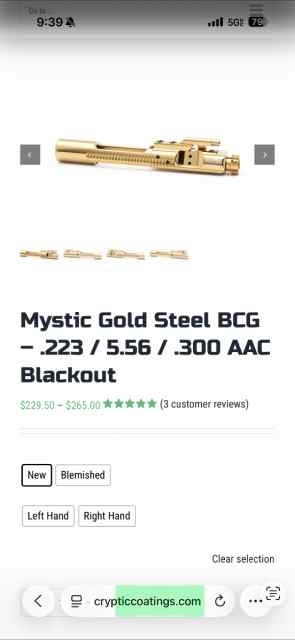 Mystic Gold Steel BCG Ar15 AR bolt 