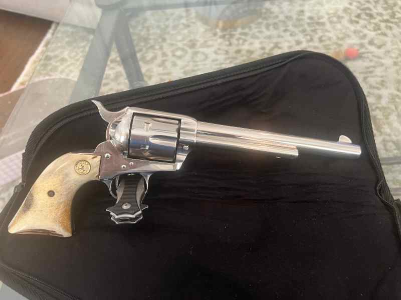 Colt SAA 357, 7.5” Polished Nickel.  