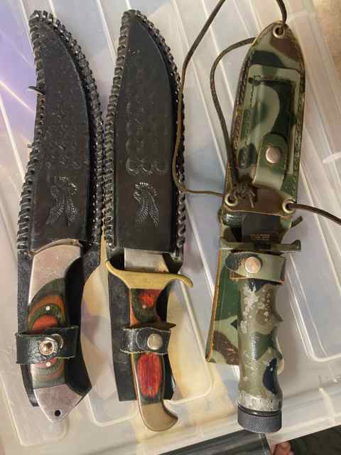 3 Knives in holders 7&quot; blades - see pics