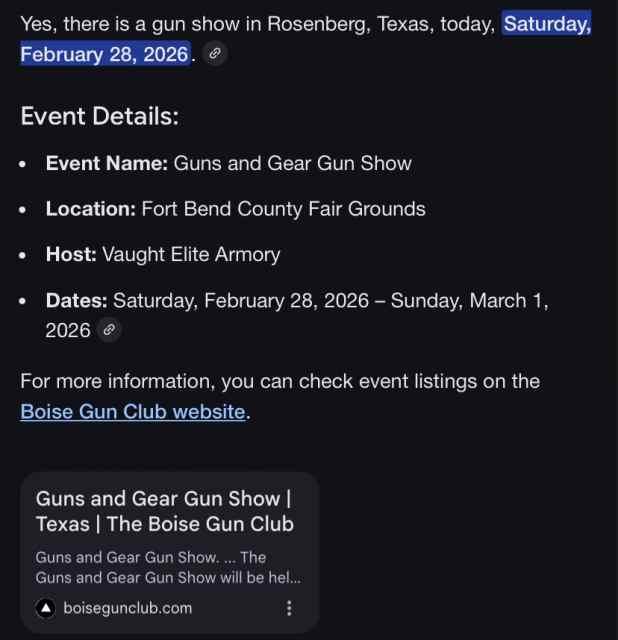 !!!! Rosenberg Gunshow Today !!!!