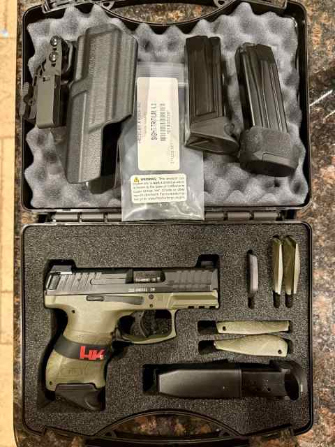 HK VP9SK Green. 4 Mags, Night Sights, Holster NIB!