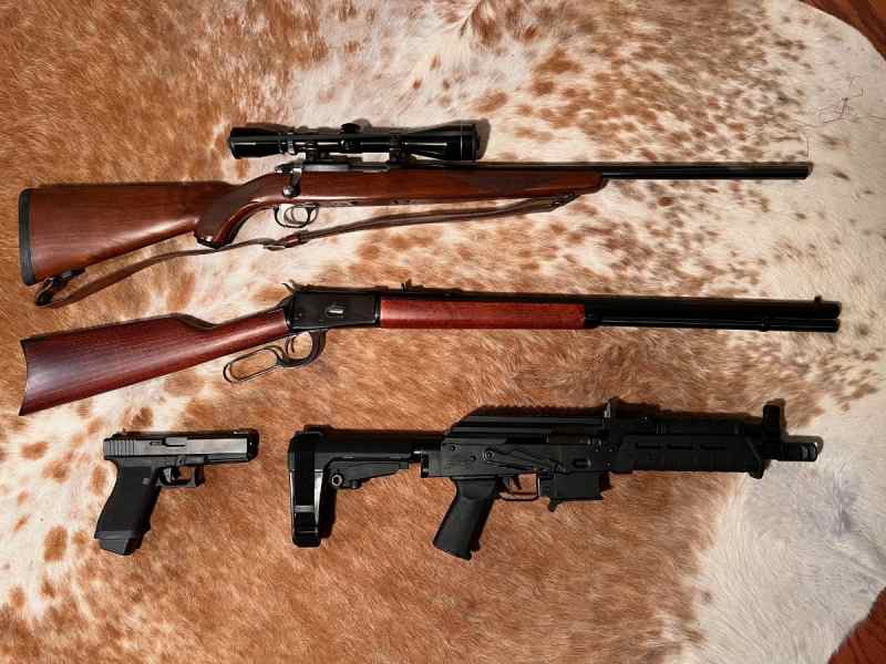 Lever action, AKV, Glock, Ruger 17HMR for sale 