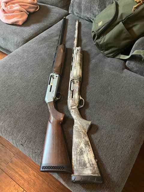 2 semi auto 12g shotguns. Browning and Winchester