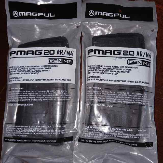 Two Magpul PMAG Gen3 AR/M4 - 20 Rounds