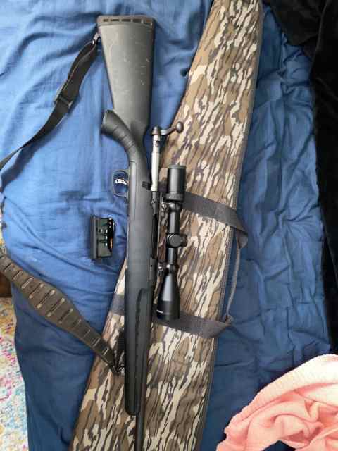 .243 savage scope, ammo and bag 