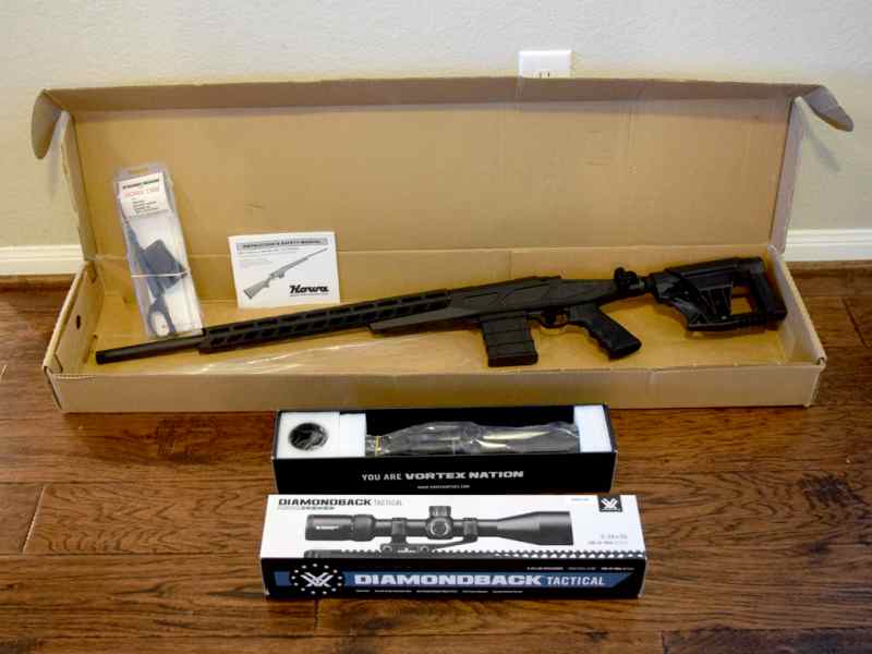 Howa .308 Rifle, Buttstock, Scope, + Magazine Set