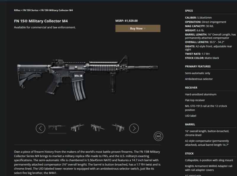 FN 15 Military Collector M4 / AR15 PRICE DROP