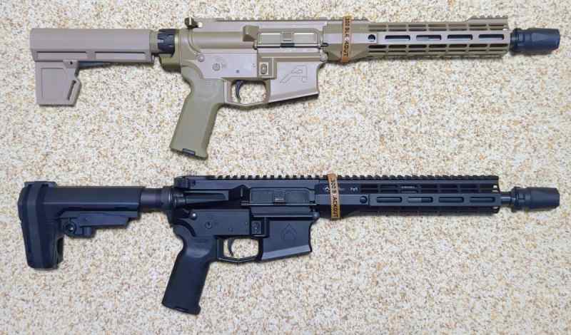 2 M4E1 10in 300 Blackout AR15 Pistols FDE &amp; Black