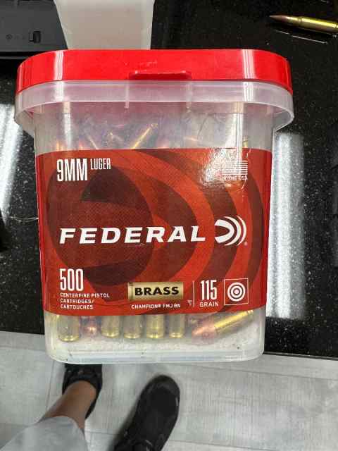 500 round bucket of 9mm Federal 