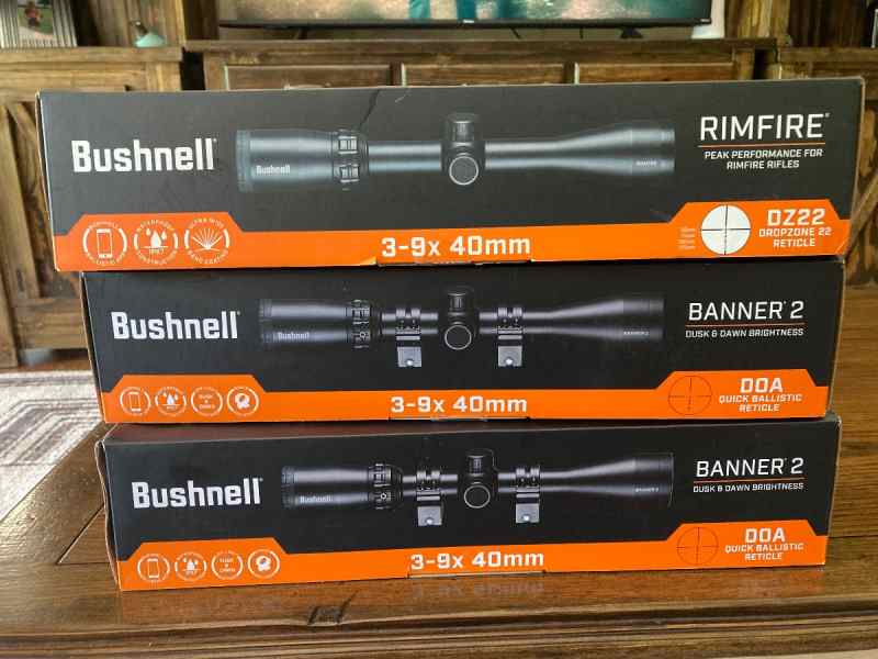 3- Bushnell scopes (NIB)