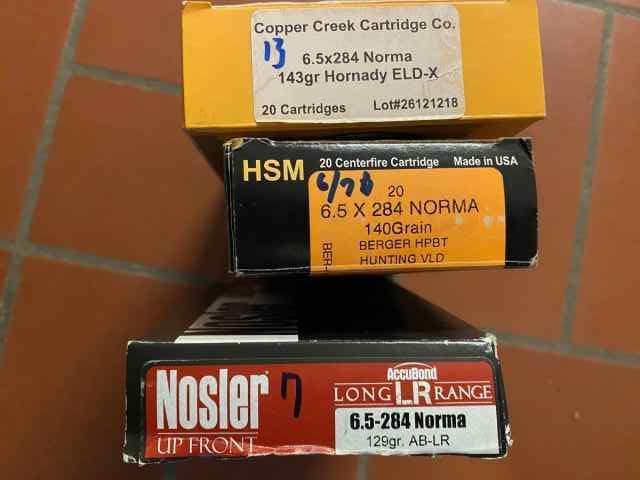 Mixed 6.5-284 Norma ammunition 26 Rounds