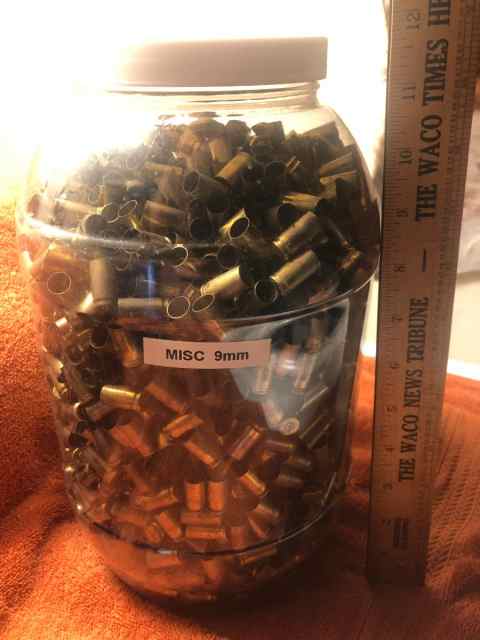 Brass: 9mm - 2,675 rnds. .45 - 1500 rnds.