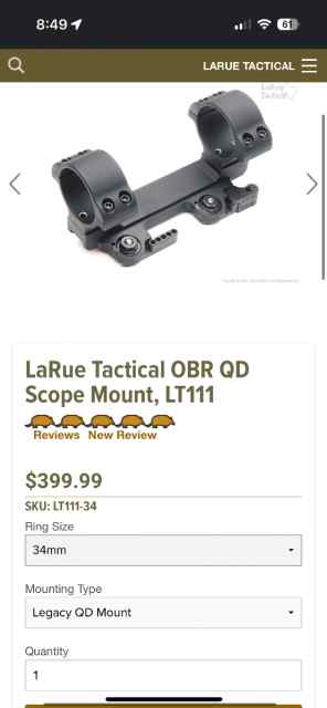 Larue LT111 34MM QD Mount