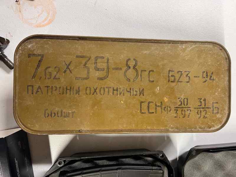 Russian 7.62x39 SP in sealed spam can