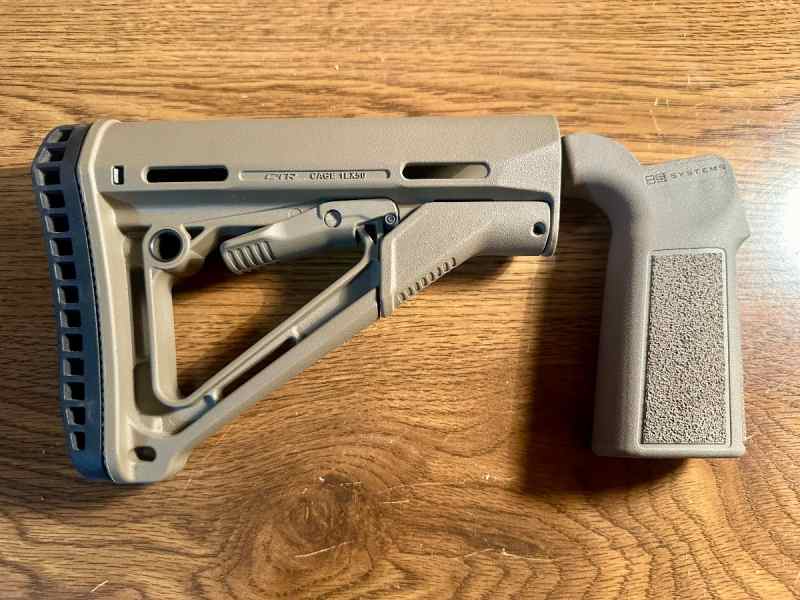 FDE Magpul CTR &amp; B5 Type 23 Pistol Grip Bundle 