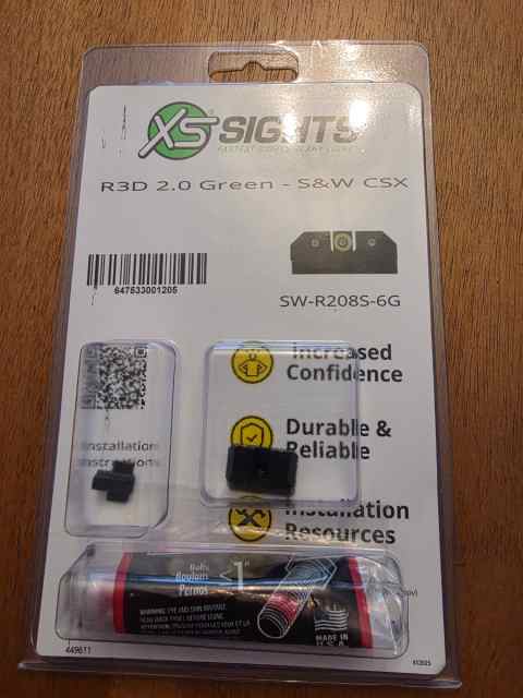 Smith &amp; Wesson CSX/E XS Sights R3D 2.0 Green NEW