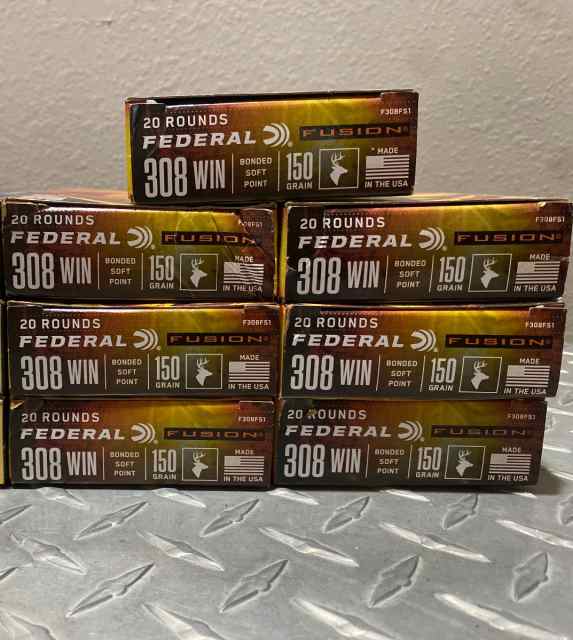 (7) Federal Fusion 308 Win 150gr 20 round boxes 