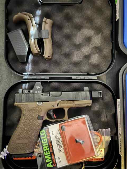 Glock45 with stippling, brake, RMR, Timney Trigger