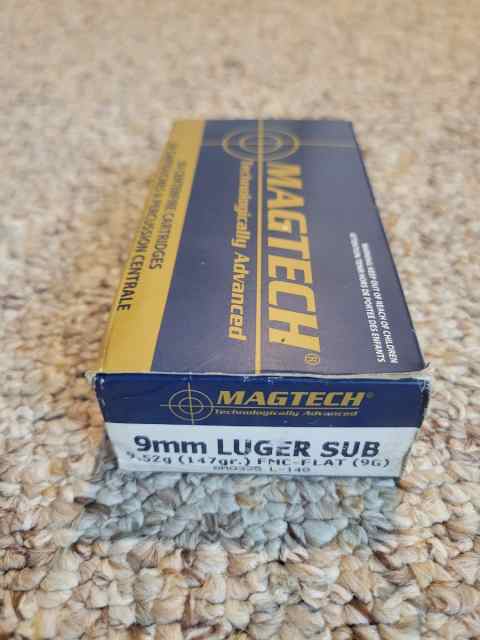 9mm Luger Subsonic 147 Grain Box of 50 Rounds