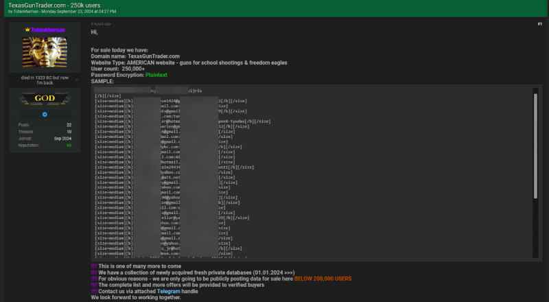 Alleged Texas gun trader Data Breach