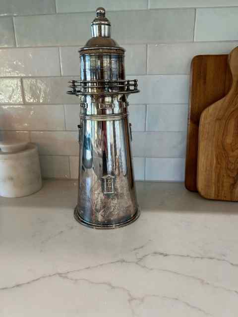 Silver lighthouse cocktail shaker