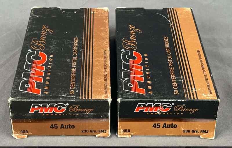 100 rounds 45 ACP ammo PMC bronze
