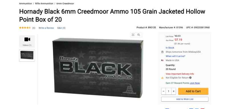 Hornady Black 6mm Creedmoor