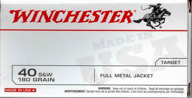 Winchester Target 40 s&amp;w, 180gr, FMJ 50 ct